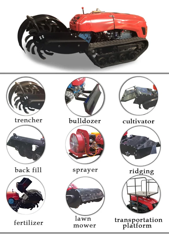 multifunction agriculture machinery remote control sprayer lawn mower cultivators