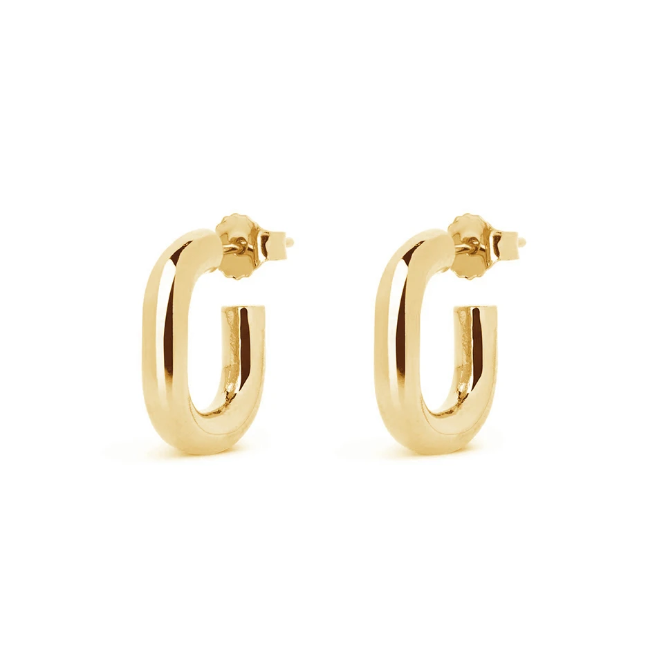 

wholesale fashion women trendy jewelry 925 sterling silver 18k gold plated mini pipe gold hoop earrings