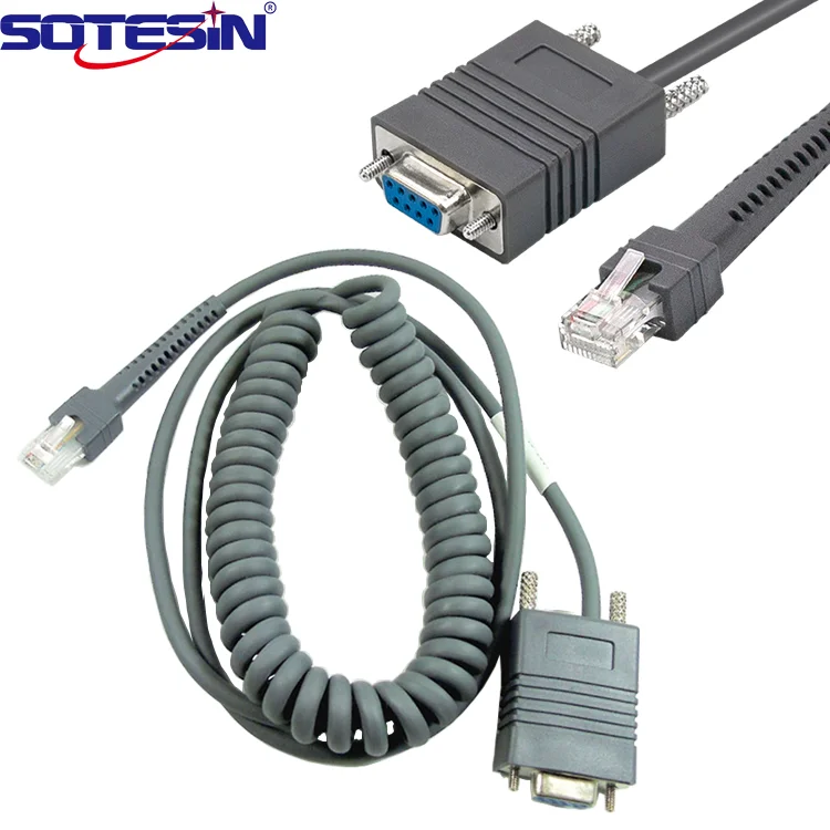 

ODM OEM 5M 16ft Coiled Sprial Rs232 Db9 Serial To Rj45 Com Barcode Scanner Data Cable For Zebra Symbol Ls4208 Ls2208