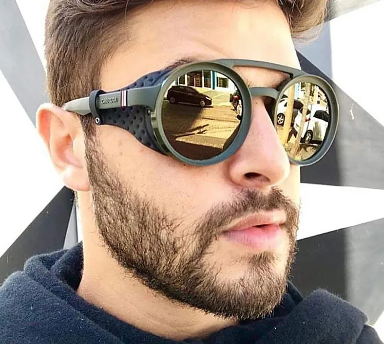 

New Hot Sun Glasses PU Leather Decoration European Style Sunglasses 2018