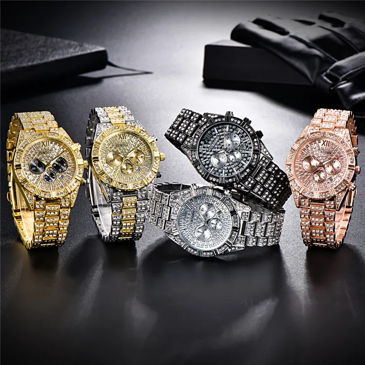 

Diamond Men'S Watch Alloy Belt Calendar Quartz Watch Men'S New Watch, Picture shows