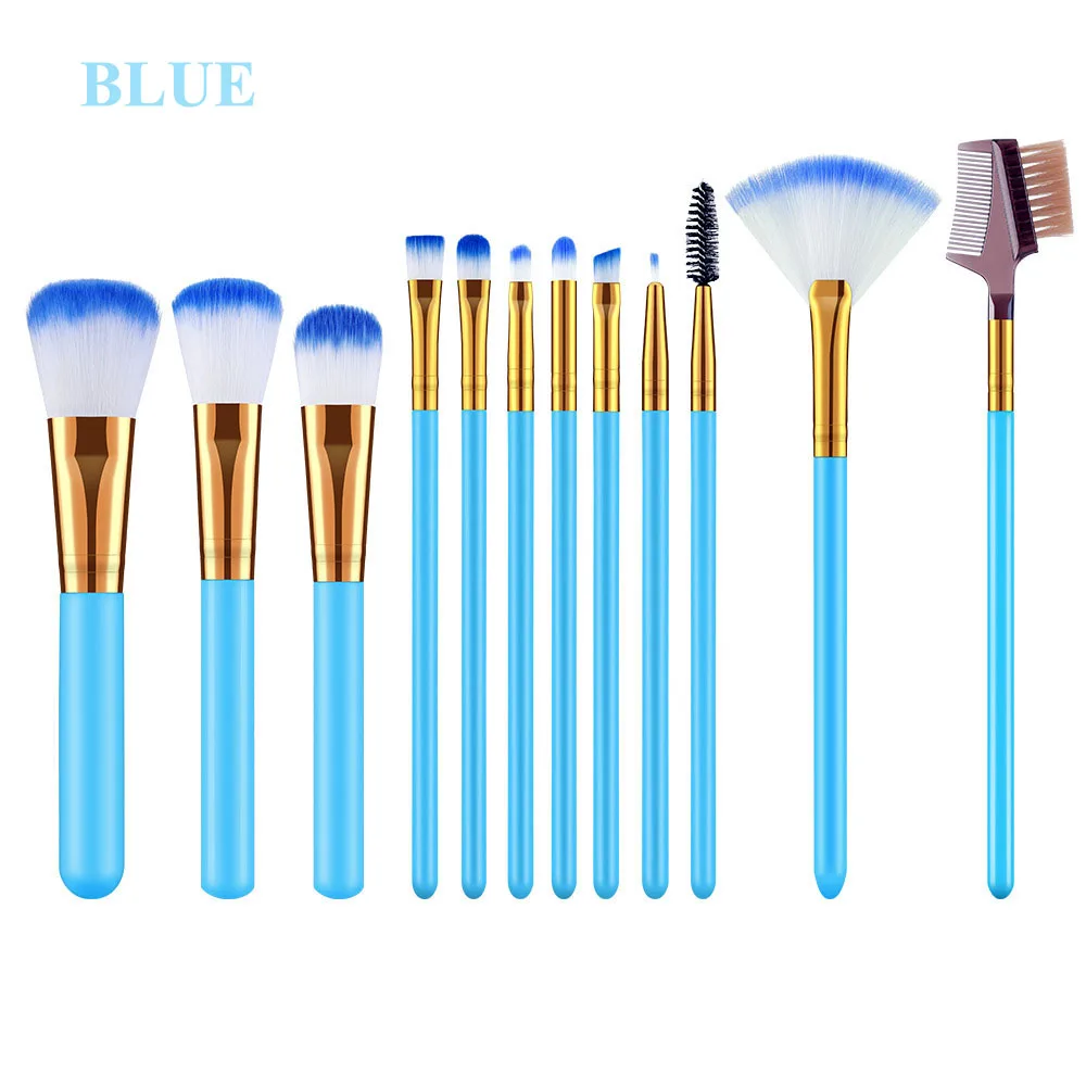 

Beginners Tools Makeup Brushes Set with Case 12Pcs Cosmetic Makeup Brush Set Make Up Brushes Kit, Pink/red/blue/purple