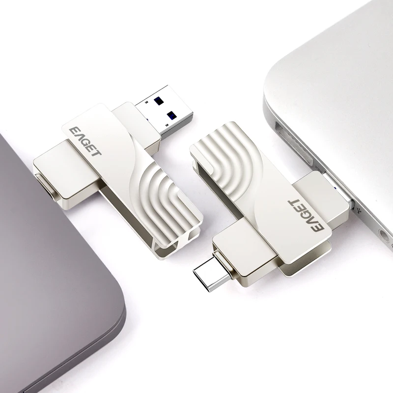 

EAGET CF30 PCBA High Speed Metal USB Flash Drives 32GB USB3.0&Type-C Memory Disk for PC/HUAWEI/XIAOMI, Silver