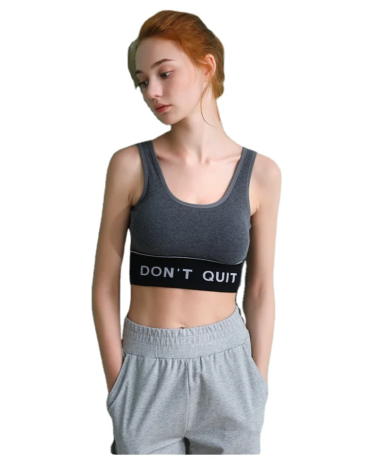 

Women sport bra Letters printed with large V-neck Sleeveless Bra Summer Crop Top Vest Underwear Basic Style Tops Clothes