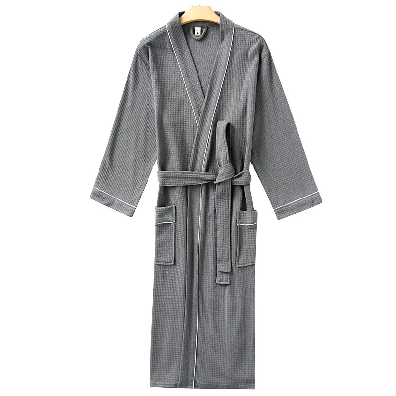 

Middle Length Lovers Night Sleepwear Waffle Robe 100% cotton Luxury Bath Robe