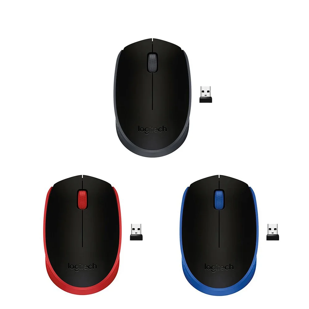 

Logitech M171 Wireless Optical Mouse, Black/blue/red