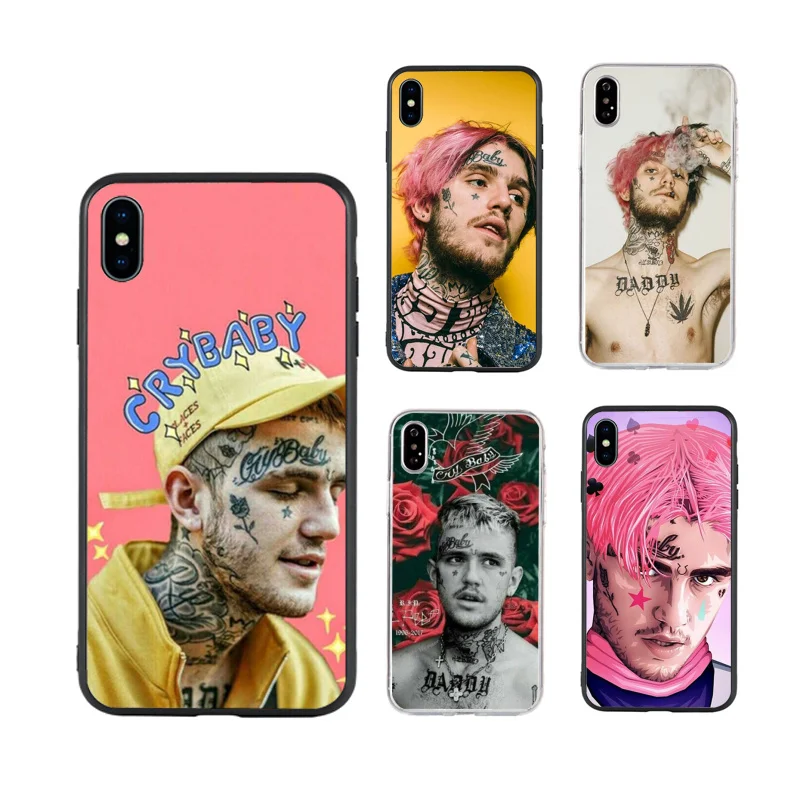 

Hip Hop Rapper Lil Peep fashion art Phone Case for iPhone X XR Xs Max 11 11Pro 11ProMax 12 12pro max luxury fundas, Black/transparent