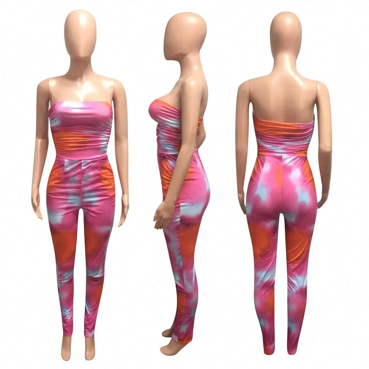 

FREE SAMPLE JHTH Hot Summer Sexy Tye Dye Romper Tie Dye Romper Jumpsuit Stack Jumpsuit, As pictures