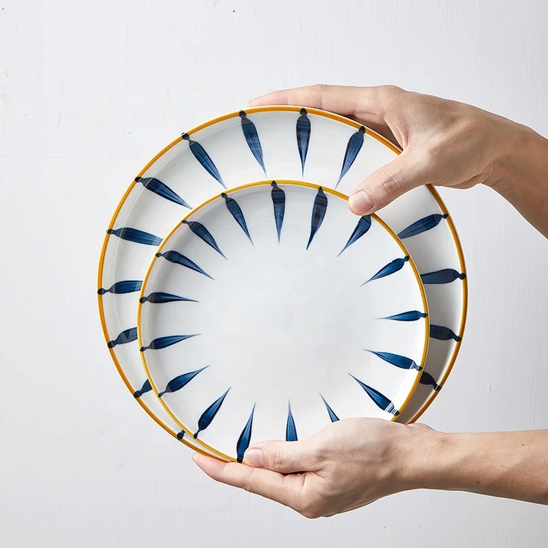 

Japanese-style hand-painted tableware plate creative home plate ceramic dish Western steak tray northern Europe ins, As picture or customized