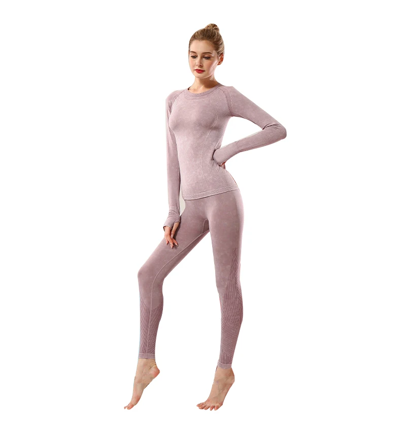 

Europe and the United States seamless long sleeve yoga clothing women winter sports long T-shirt blouse women breathable new qui
