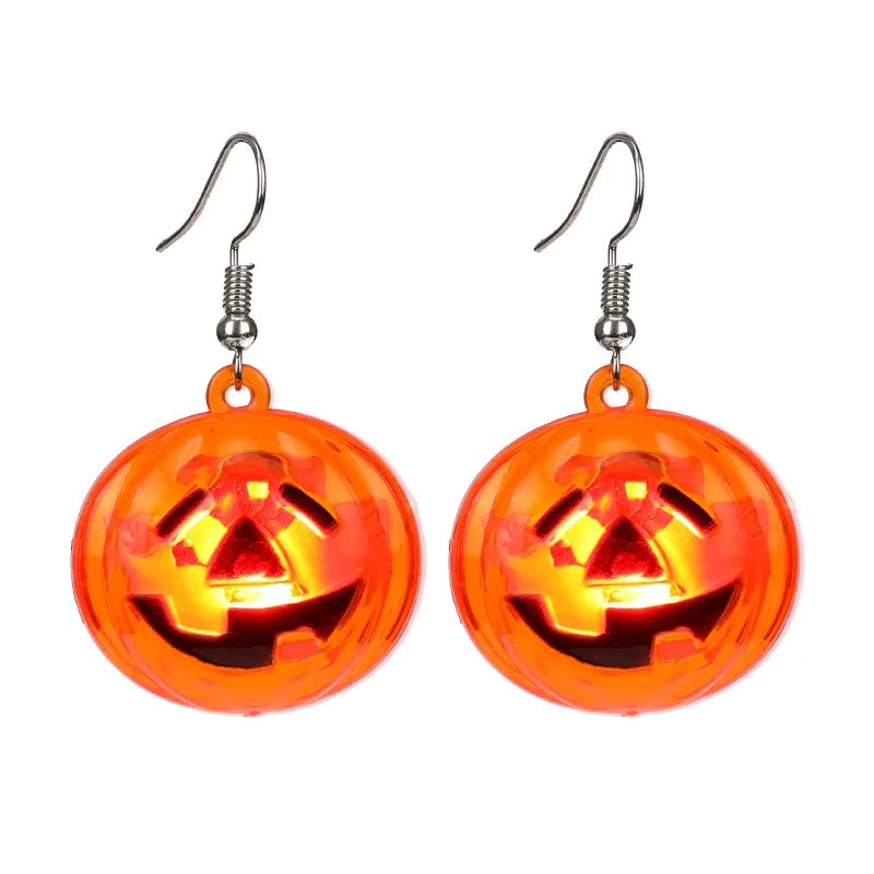 

Ready To Ship Plastic Halloween LED Pumpkin Skull Lantern Ghost Glowing Drop Earrings