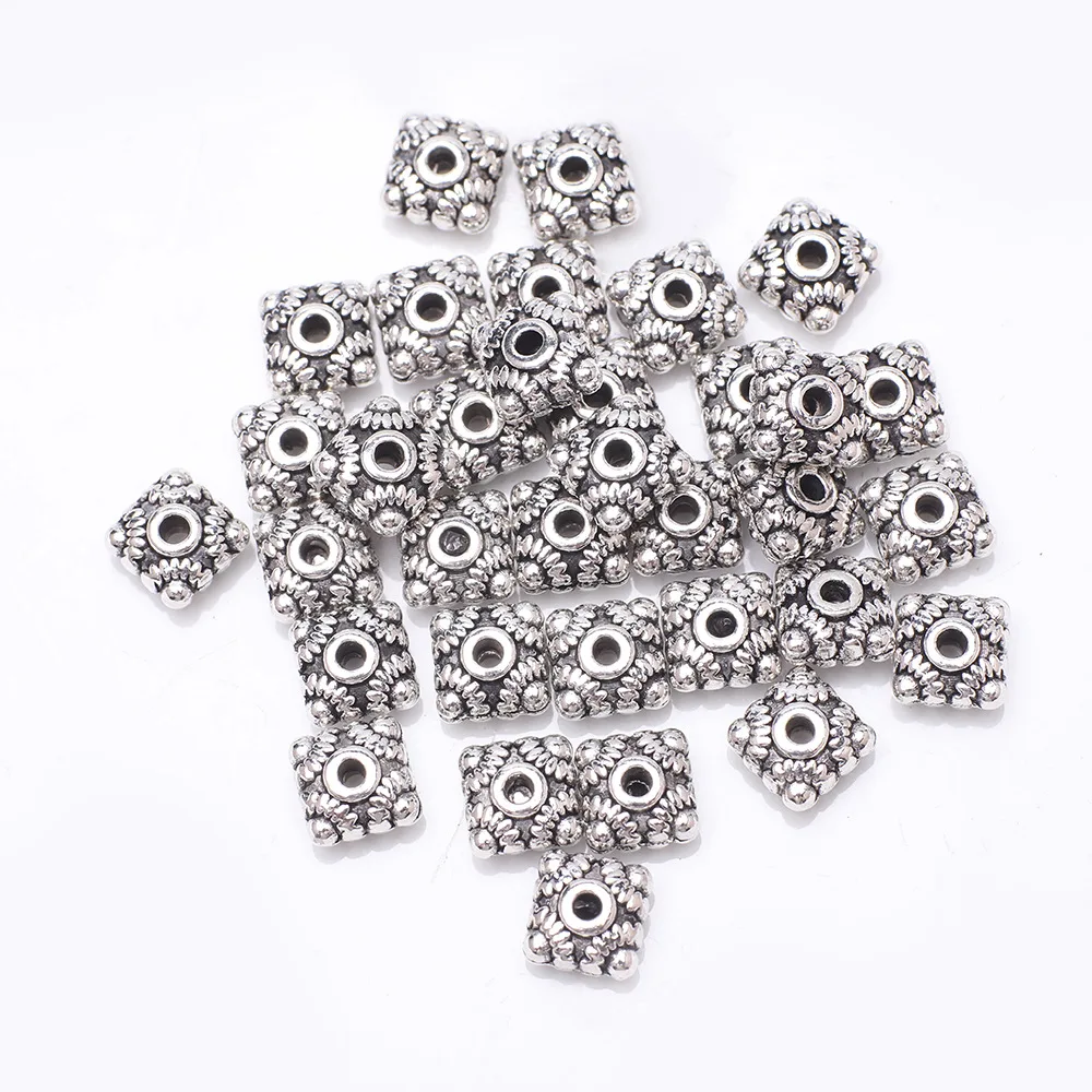 

100/Pack DIY Jewelry Accessories 6mm 8mm Tibetan Silver Beads Gasket Pendant Buddhist Bead Bracelets Accessories, Antique silver