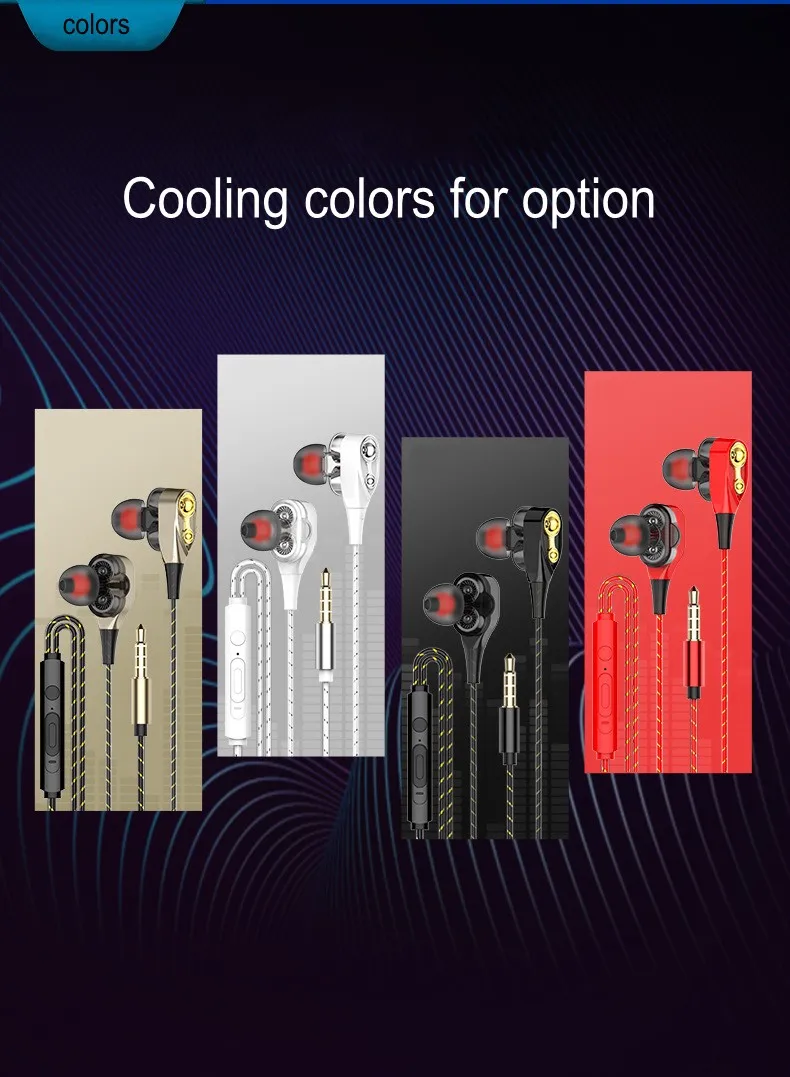 Universal Subwoofer Headphones Dual Speakers Dual Dynamics Inear Sport