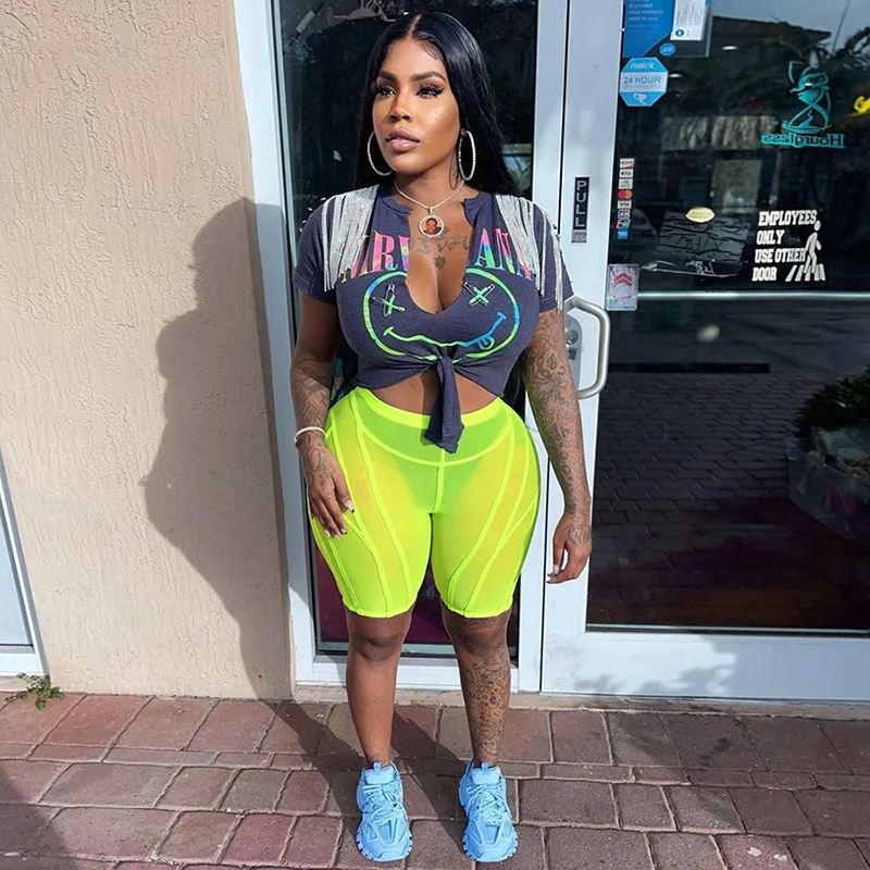 

New Arrivals Women Summer Shorts 2022 Sexy 5 Color Transparent Women Shorts Trending High Waist Women Sexy Tight Mesh Shorts, 5 colors