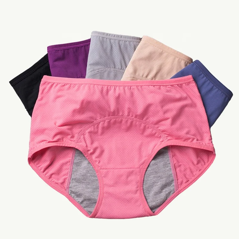 

Sustainable Leak Proof Menstrual Panties Physiological Pants Women Underwear Period Cotton Waterproof Briefs Dropshipping, Black,blue,purple,gray,nude,light red