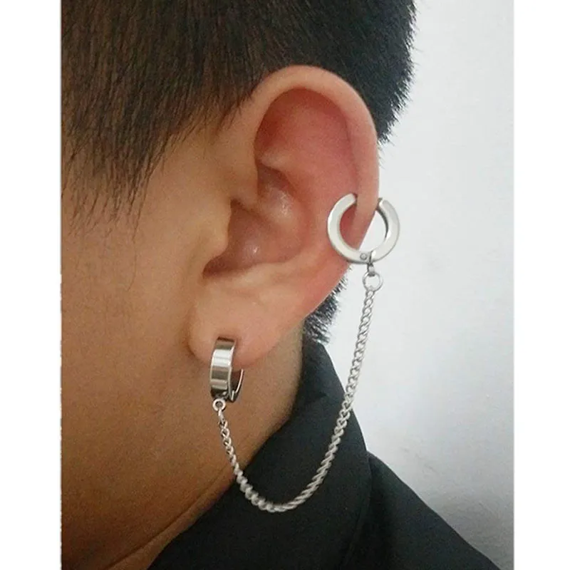 

Mens punk earrings allergy stainless steel hoop earrings circle clip on earrings ear cuff earings wholesale
