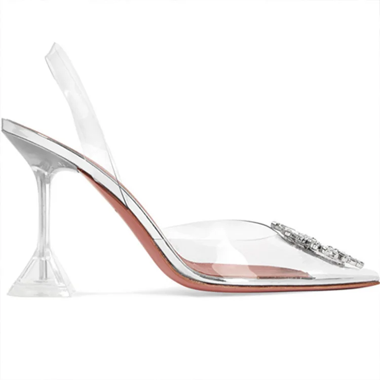 

2021 Transparent high heels Sexy shallow shoes pvc leather heel sandals ladies shoes high heel women's shoes, 9cm transparent, 7cm transparent