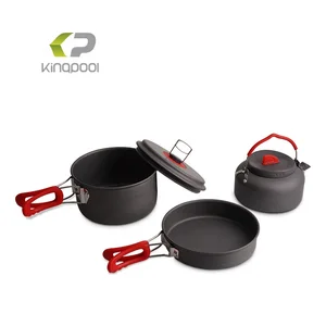 Image of Space Saving outdoor camping hard anodized aluminum outdoor cookware set