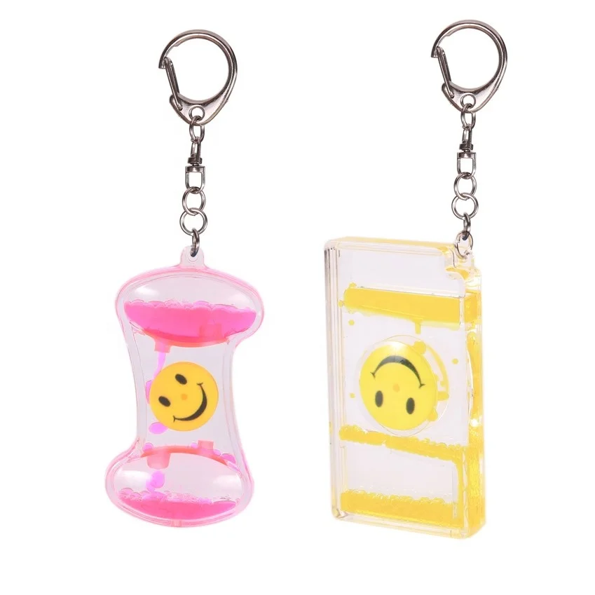 

Factory wholesale acrylic liquid motion timer keychain custom liquid motion keyring for kid gifts