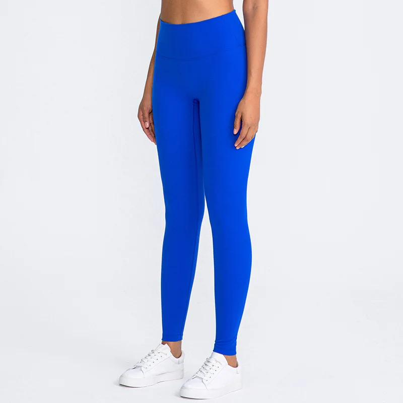 

Women's new nude yoga pants no embarrassment line high waist hip-lifting tight elastic feet sports fitness pants, 21 colors