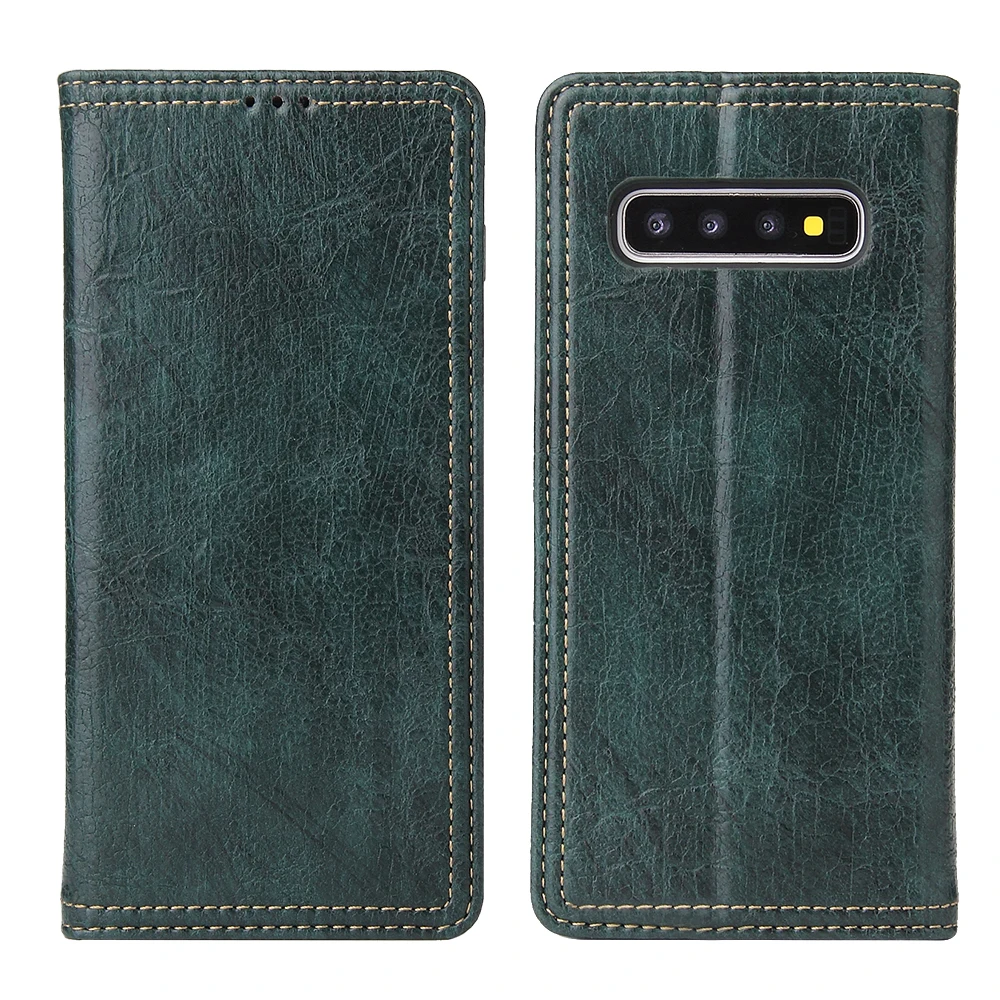 

Luxury Wallet Case Card Slot kickstand Magnetic Phone Case for Samsung S10 S10P S10E, Green, black, wine, brown