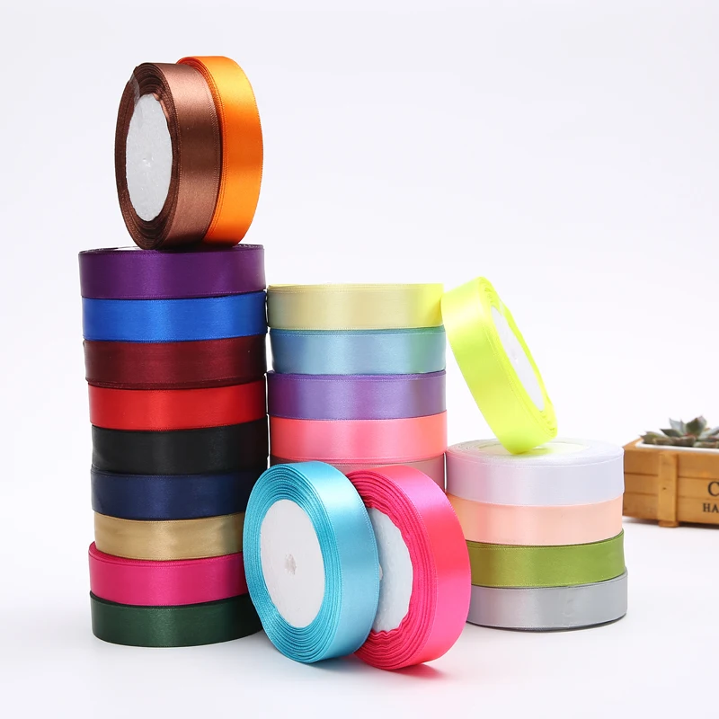 

Wholesales 2cm 100% Polyester Ribbon Custom Printed Logo Packing Gift Satin Ribbon, Multi