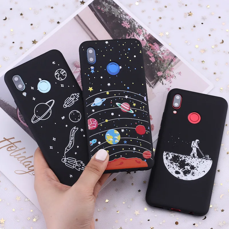 

Outer Space Planet Stars Moon Spaceship Soft Matte Silicone Phone Case Fundas For iPhone 11 Pro 6 6S 8 8Plus X 7 7Plus XS Max