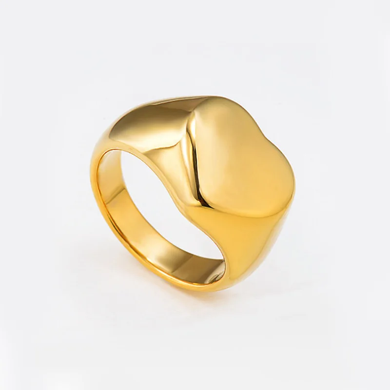 

Fashion geometric stainless steel rings gold plated jewelry 18k gold heart ring