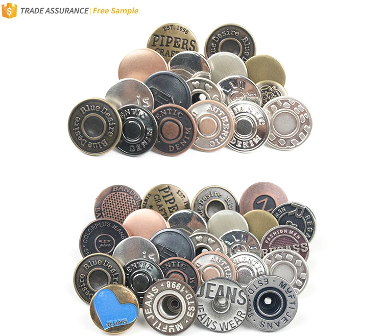 Custom Logo Brass Metal Gold Silver Denim Jeans Buttons And Rivets For ...