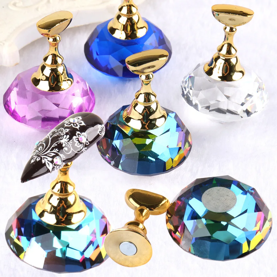 

1Set Magnetic False Nail Tip Holder Practice Display Acrylic Stand AB Crystal Showing Shelf Manicure Nail Tool