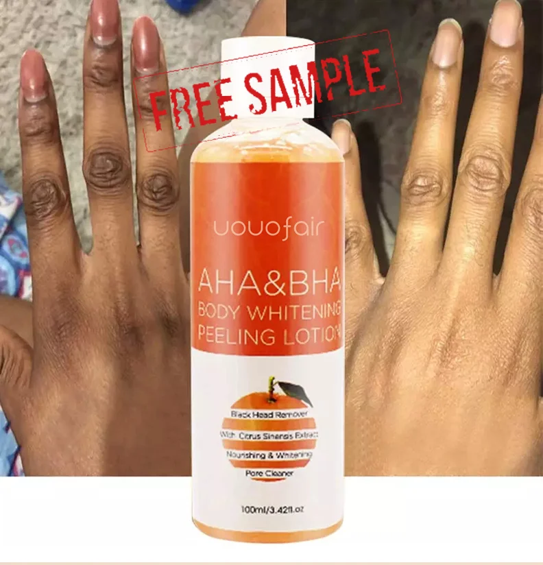 

Free Sample Private Label Skin Whitening Orange Vitamin C Body Lotion Organic AHA BHA Body Peeling Lotion For Removing Dead Skin