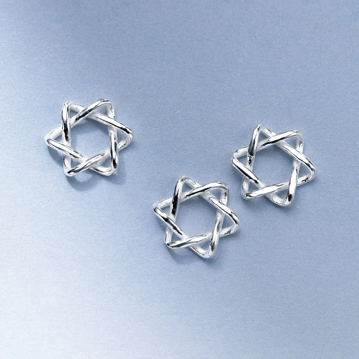 Hot Sales 925 Sterling Silver Six Pointed Star Hexagram Charms for Fine Jewelry Making Pendants Connectors