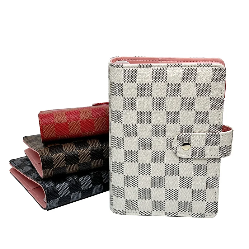 

Daily Monthly Planner Personal Journal School Collection Organizer Ring Binder A6 Pu Checkerboard Grid Cash Envelope Ring Binder