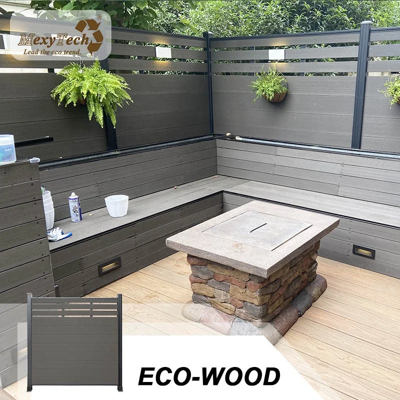 

Europe style wood plastic composite wpc zaun garden fence, Dark gray