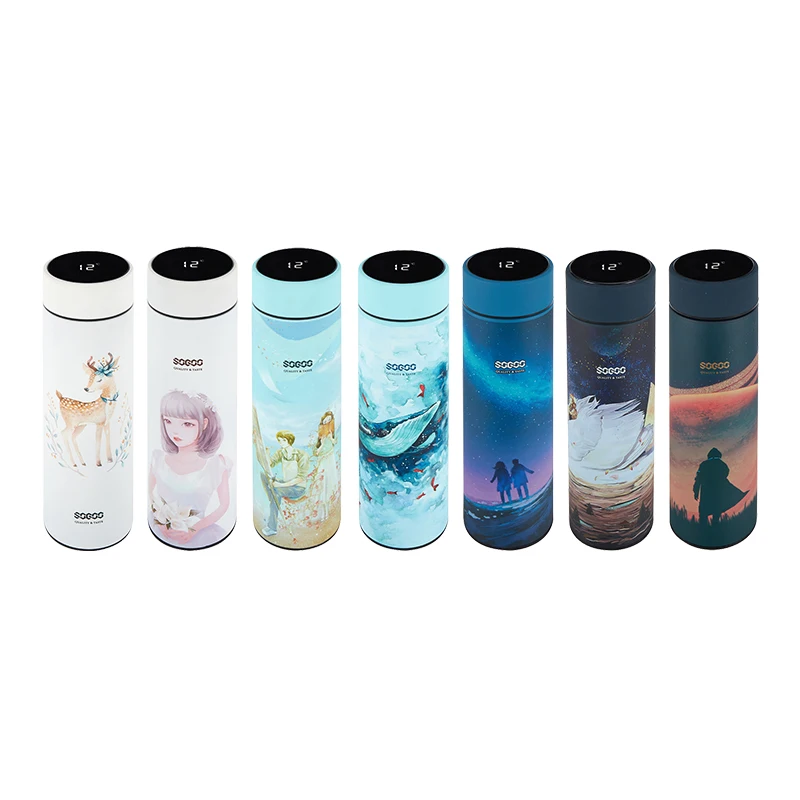 

500ml Double Wall Stainless Steel Vacuum Smart Water Bottles With Intelligent Reminder Temperature Sensor Display Lid