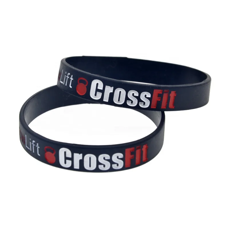 

50PCS Squat Jump Climb Crossfit Silicone Wristband 1/2 Inch Wide Sport Gfit Adult Size, Black, white