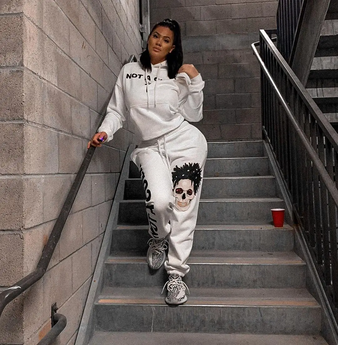 

New Arrivals 2021 Two Piece Sweat Suit Women Plus Size Baggy Sweat Pants Baddie Clothing Two Piece Pants Set Long Sleeve, Picture