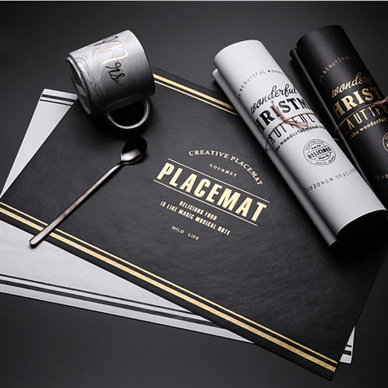 

Letter Pattern Placemat High Quality PU Leather for Home Decoration Square Heat Resistant Non Stick Easy to Clean Table Mat, Black,white
