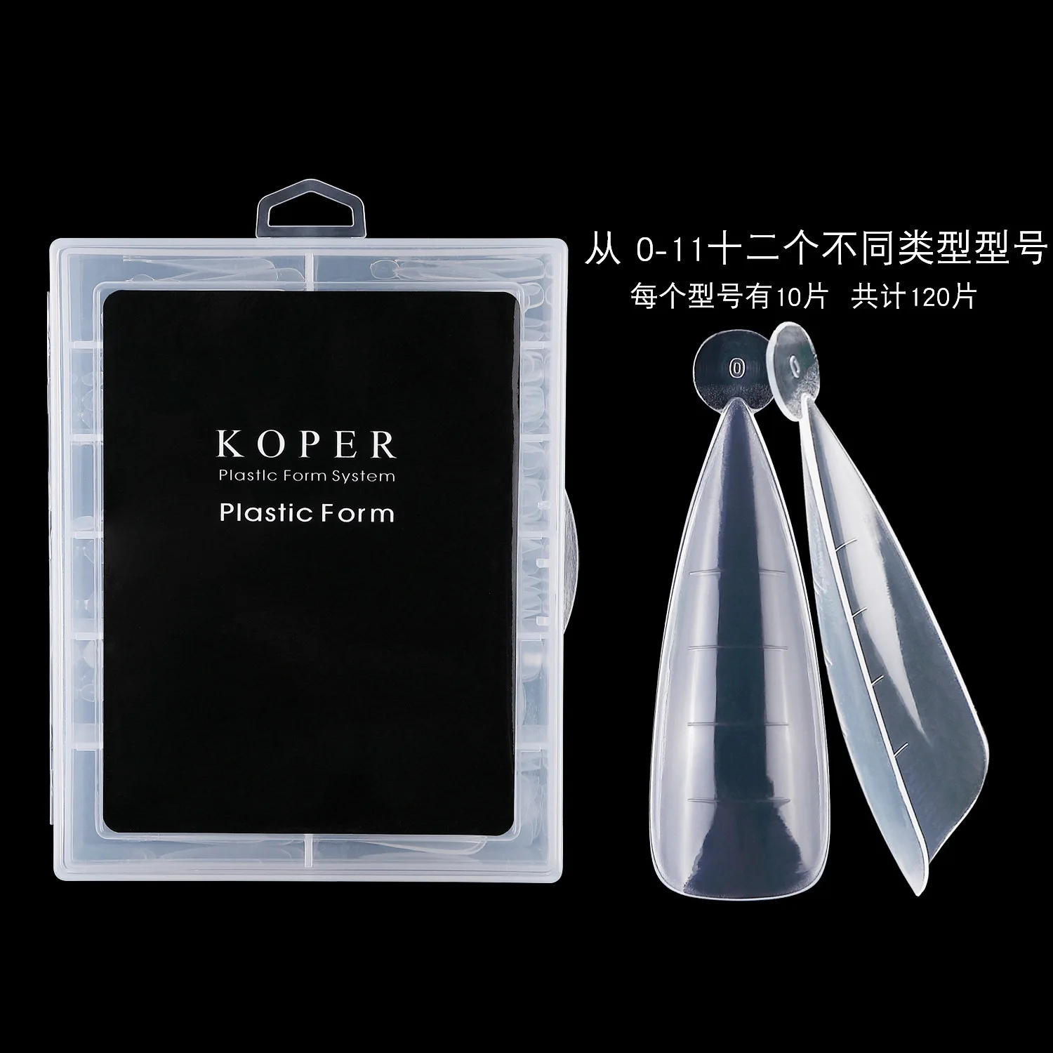 

120Pcs Long Stiletto Shape Abs Material Scale Dual System Forms Salon Nail Art Tips NT34, Clear
