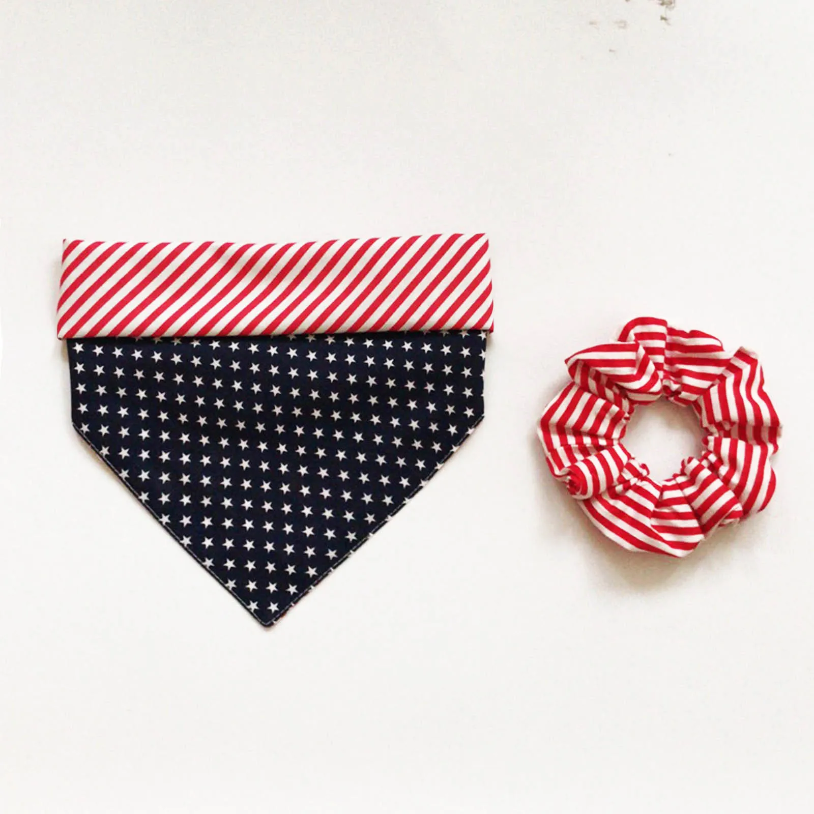 

Custom Logo Printed Dog Bandana With Matching Scrunchies Set