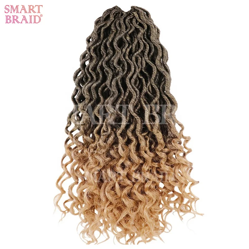 

Curly Faux Locs Crochet Hair Deep Wave Braiding Hair With Curly Ends Crochet Goddess Locs Synthetic Braids Hair Extensions