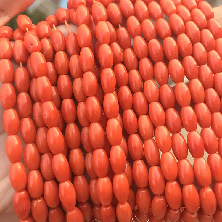 

CB8100 Orange Coral Gemstone Rice Spacer Beads,Coral Jewelry Supplies Rice Beads for Coral Jewelry Making