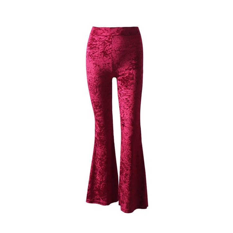 

Fashion New Design High Waist Gold Velvet Casual Wide Leg Pants Women Velvet Trousers Flared Pants