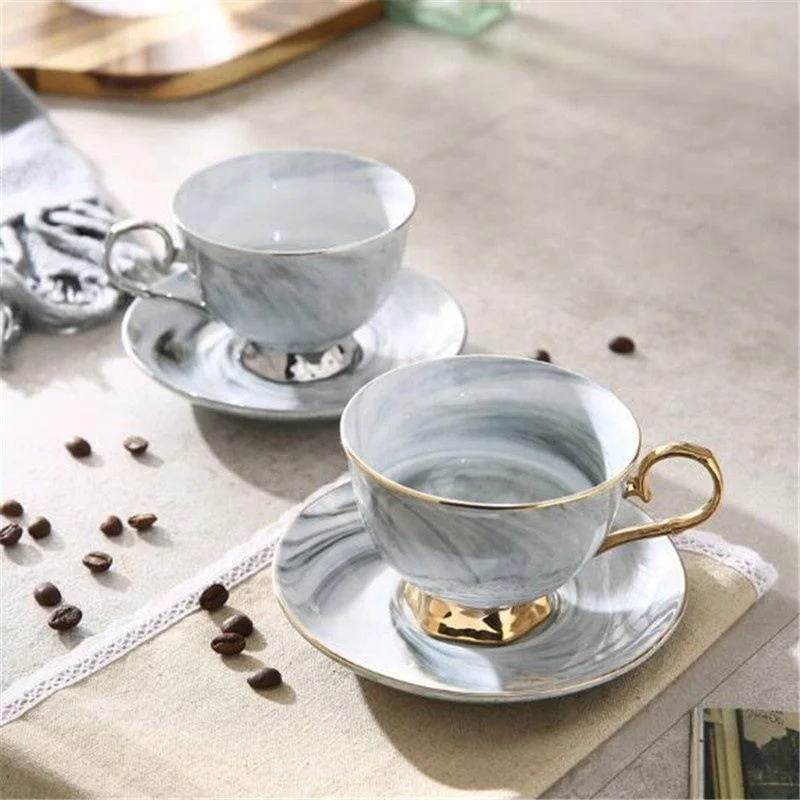 

Porcelain British Style Simple Smooth Natural Coffee Sets Multifunction Durable Convenient Delicate Elegance Tea, Pink/blue/gray