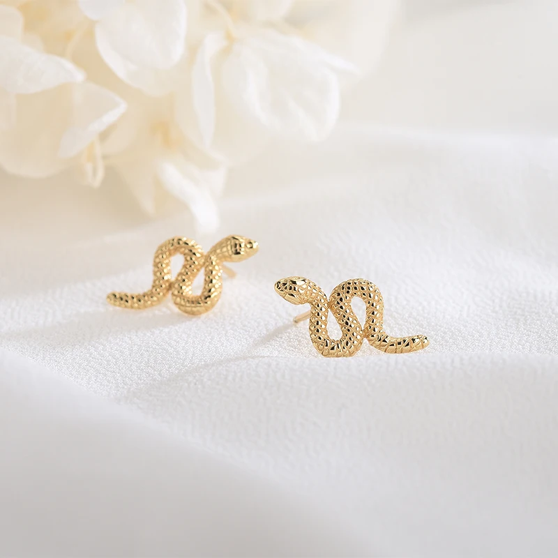

Wholesale 925 sterling silver animal minimalist jewelry gold snake earrings
