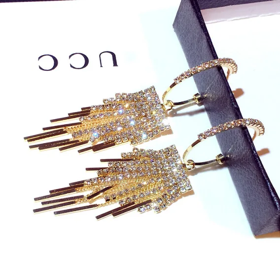 

New Woman Drop Earrings High Quality Long Sparking Rhinestone Water Drop Dangle Earrings Fashion Accessories Trendy Jewelry gift, Customized color