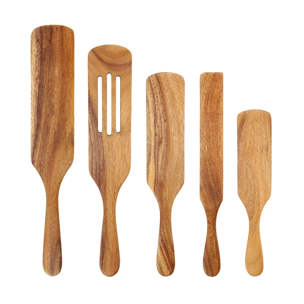 

Eco-friend Handmade Cooking Salad Stirring Tools Wooden Spatula Spoon Kitchen Spurtle Set Cookware Utensils, As picture