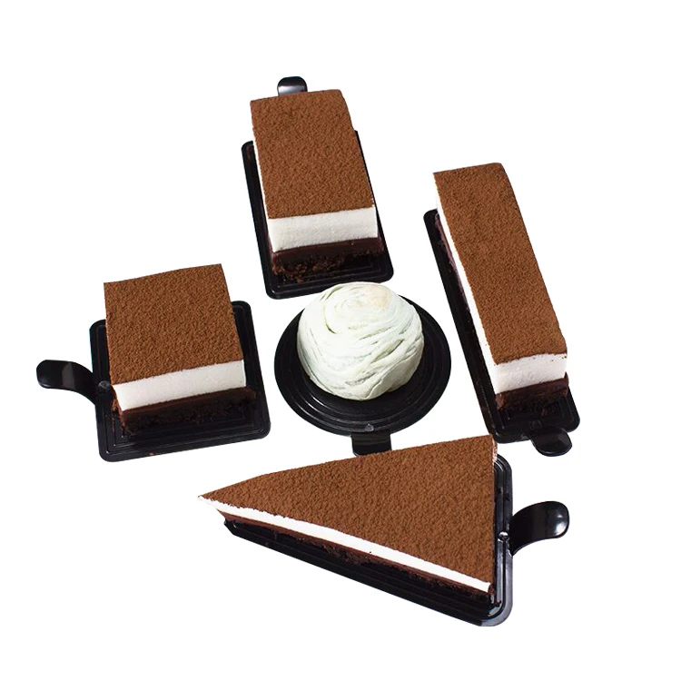 

Bakest Hot Selling Wholesale Mousse Pads Black Round Triangle Rectangular Dessert Cake Tray Plastic Mousse Cake Pads