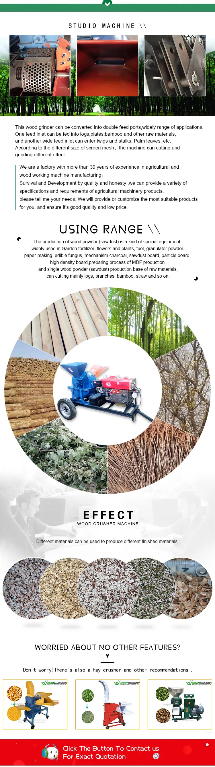 Weiwei mushroom wood grinder diesel type mini wood crusher with engine