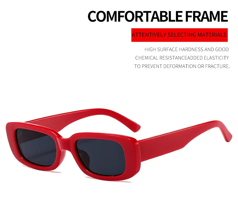 

BK95004 2021 INS Fashion retro vintage Solid plastic small rectangle 90s sunglasses